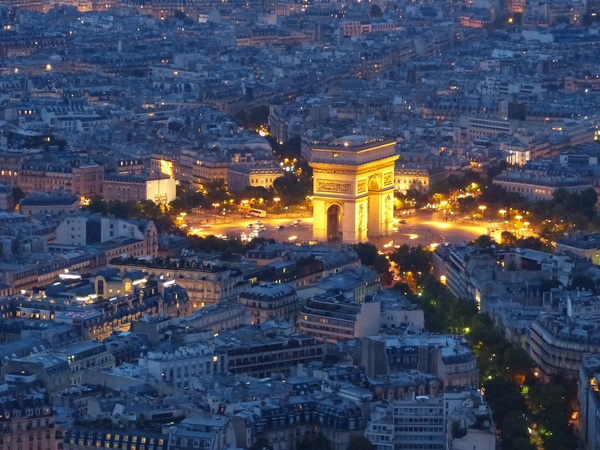 Night view of Arc de Triomphe Paris France Stock Photo
