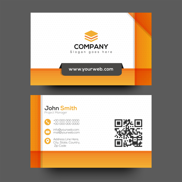 Orange company business card vector