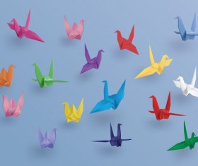 Origami birds colored vector