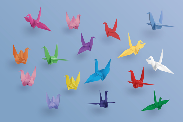 Origami birds colored vector