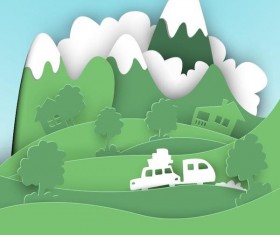 Paper cut travel template vector