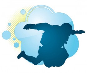 Parachute silhouette vector material 02