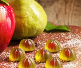 Pear apple and Fruit jelly Stock Photo