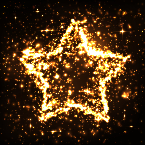 Pentagram with golden lights effect vector