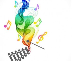 Percussion instruments with colored wave background vector