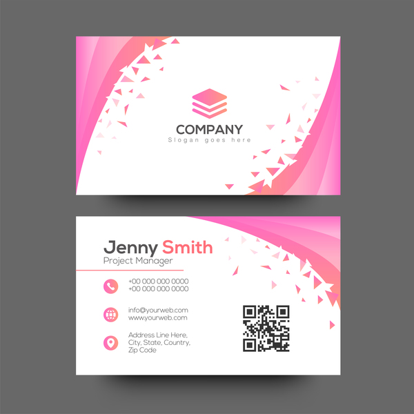 Pink abstract business card vector