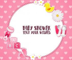 Pink baby shower cards vectors 02