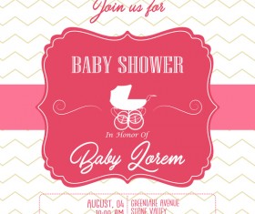 Pink baby shower cards vectors 05
