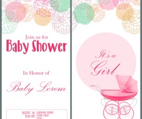 Pink baby shower vertical banner vectors