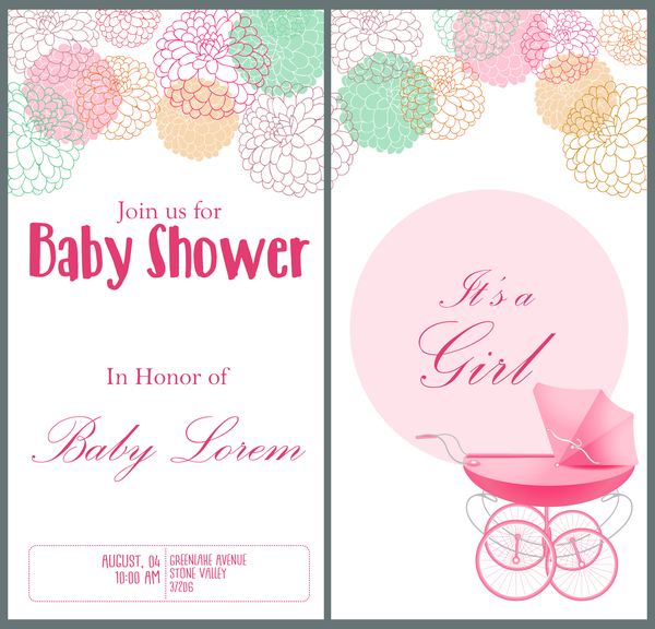 Pink baby shower vertical banner vectors