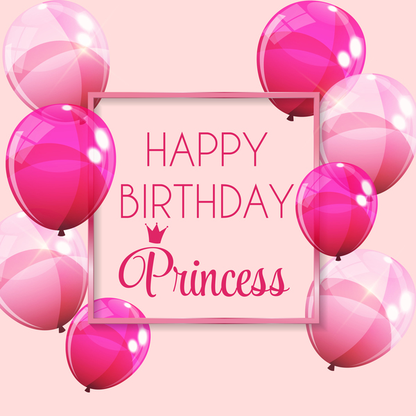 Pink balloon with happy birthday card vector