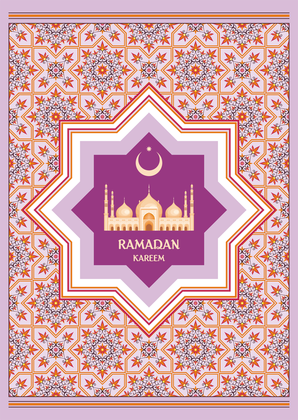 Pink ramadan kareem card vector template