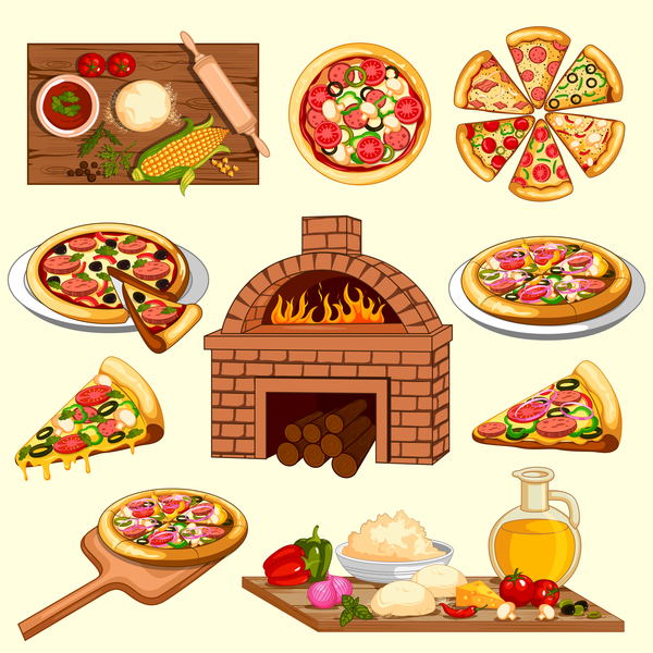 Pizza cooking vector