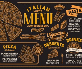 Pizza pasta italian food menu vector 01