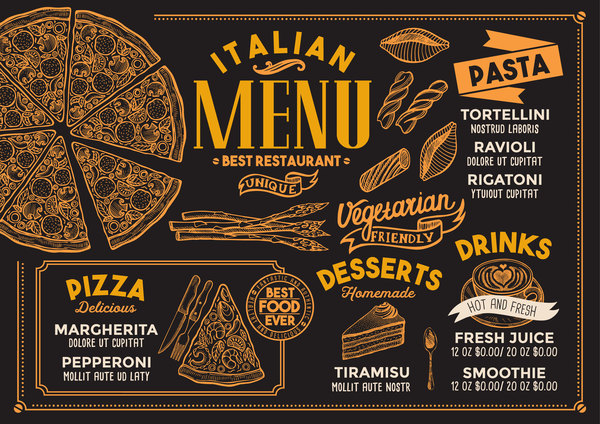 Pizza pasta italian food menu vector 01