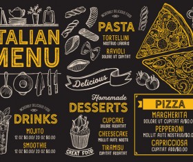 Pizza pasta italian food menu vector 02