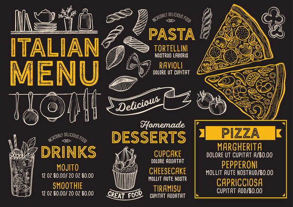 Pizza pasta italian food menu vector 02