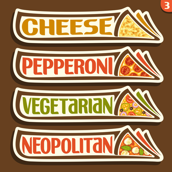Pizza sticker banner vector 03