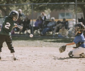 Primary school baseball game Stock Photo