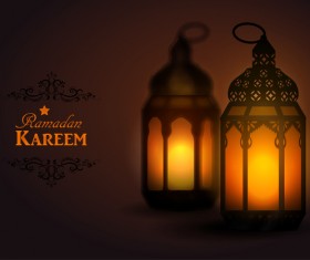 Ramadan Kareem background with arabic lamps vector 08