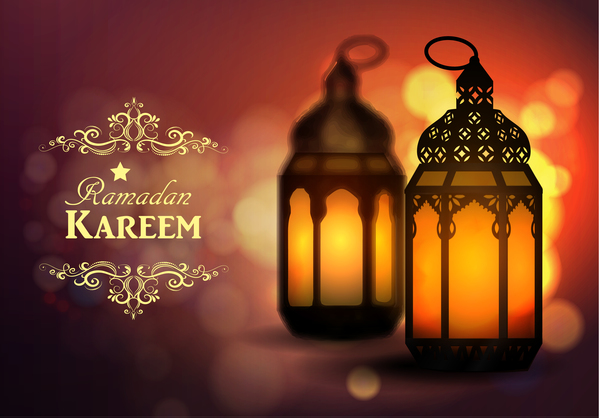 Ramadan Kareem background with arabic lamps vector 11