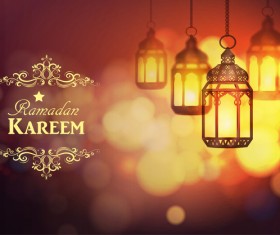 Ramadan Kareem background with arabic lamps vector 12