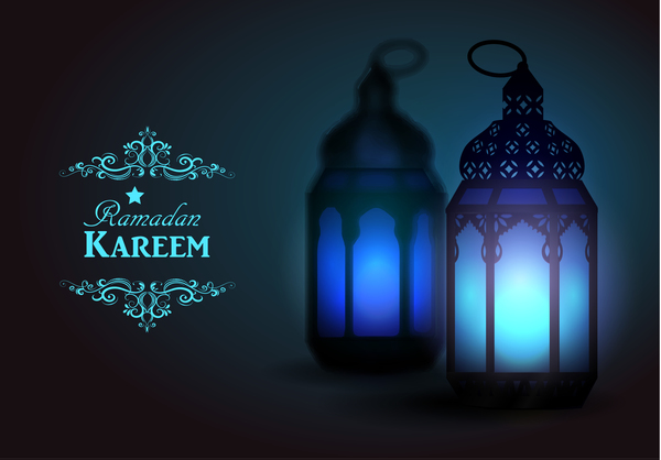 Ramadan Kareem background with arabic lamps vector 14
