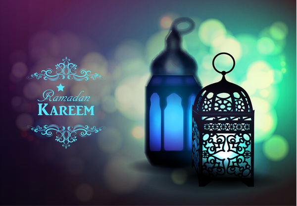 Ramadan Kareem background with arabic lamps vector 15