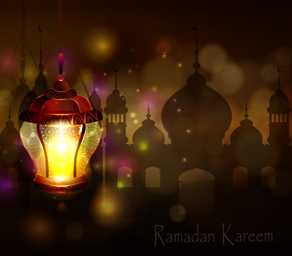 Ramadan Kareem background with arabic lamps vector 17