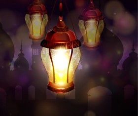 Ramadan Kareem background with arabic lamps vector 19