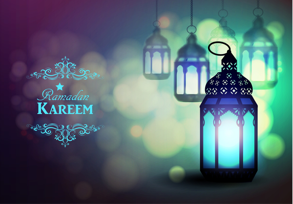 Ramadan Kareem background with arabic lamps vector 20