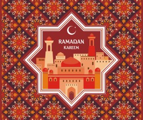 Ramadan greeting card brown vector 01