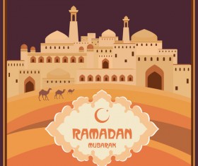 Ramadan greeting card brown vector 02