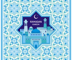 Ramadan greeting card cyan vector