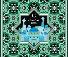 Ramadan greeting card green vector