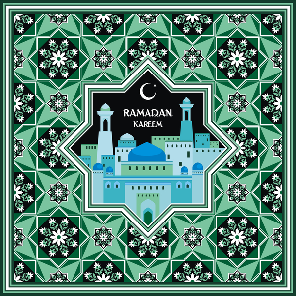 Ramadan greeting card green vector