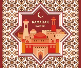 Ramadan greeting card terracotta vector 01