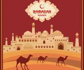 Ramadan greeting card terracotta vector 02