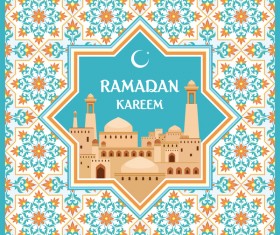 Ramadan greeting card turquoise vector