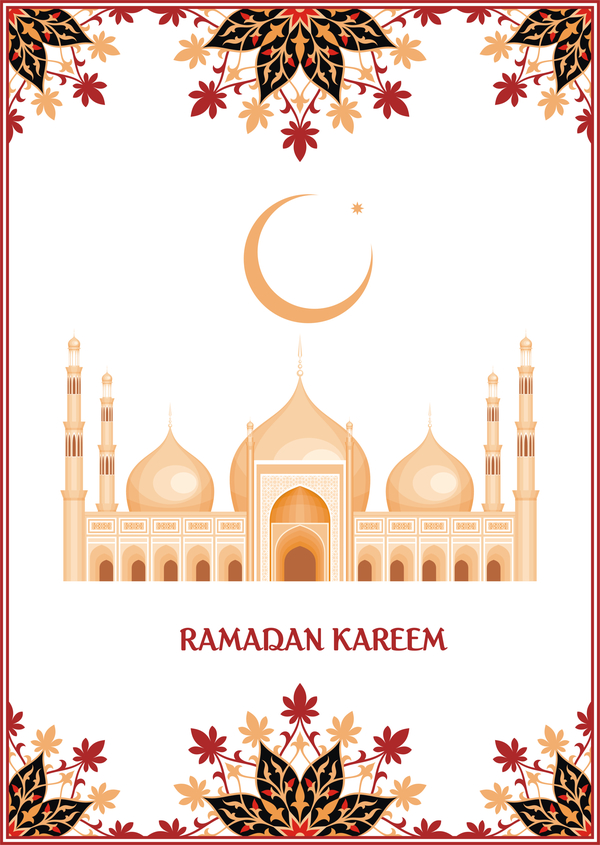 Ramadan kareem card with decor frame vector
