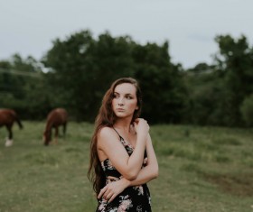Ranch beautiful woman Stock Photo