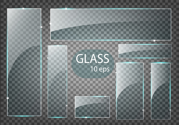 Rectangle glass banner vector 01