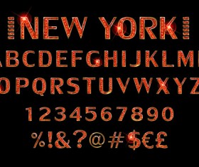 Red metal alphabet with number vector