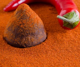 Red pepper and Chocolate truffle Stock Photo