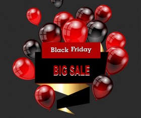 Red with black balloon and black friday background vector 01