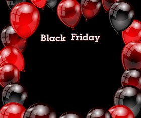 Red with black balloon and black friday background vector 02