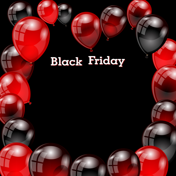 Red with black balloon and black friday background vector 02