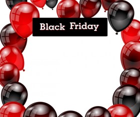 Red with black balloon and black friday background vector 03