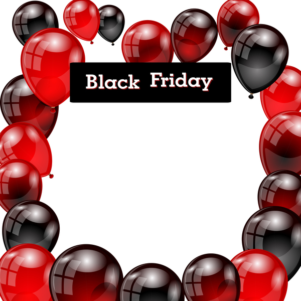 Red with black balloon and black friday background vector 03