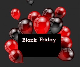 Red with black balloon and black friday background vector 04